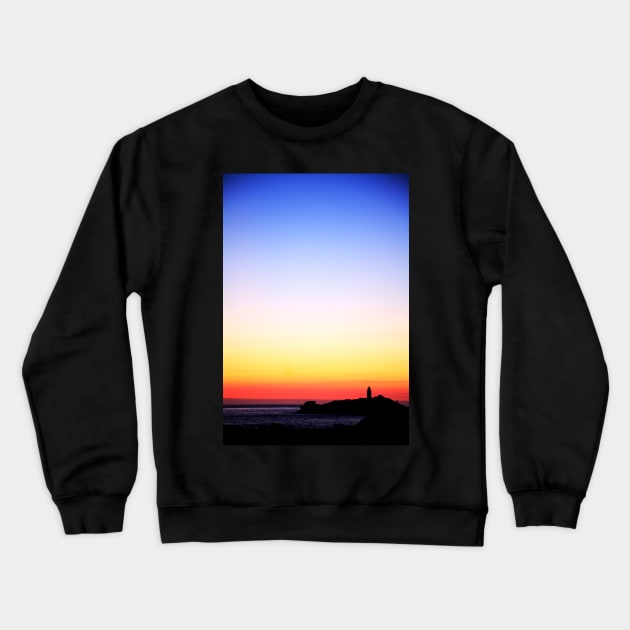 Godrevy Lighthouse, Cornwall, Cornish Sunset Crewneck Sweatshirt by tommysphotos